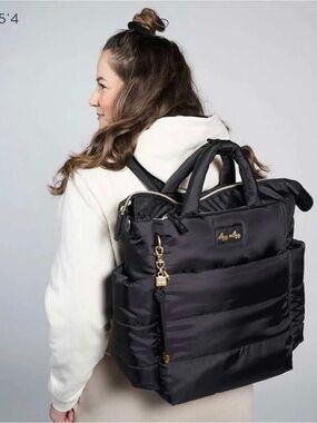 Itzy Ritzy Black Quilted Nylon Backpack Tote
